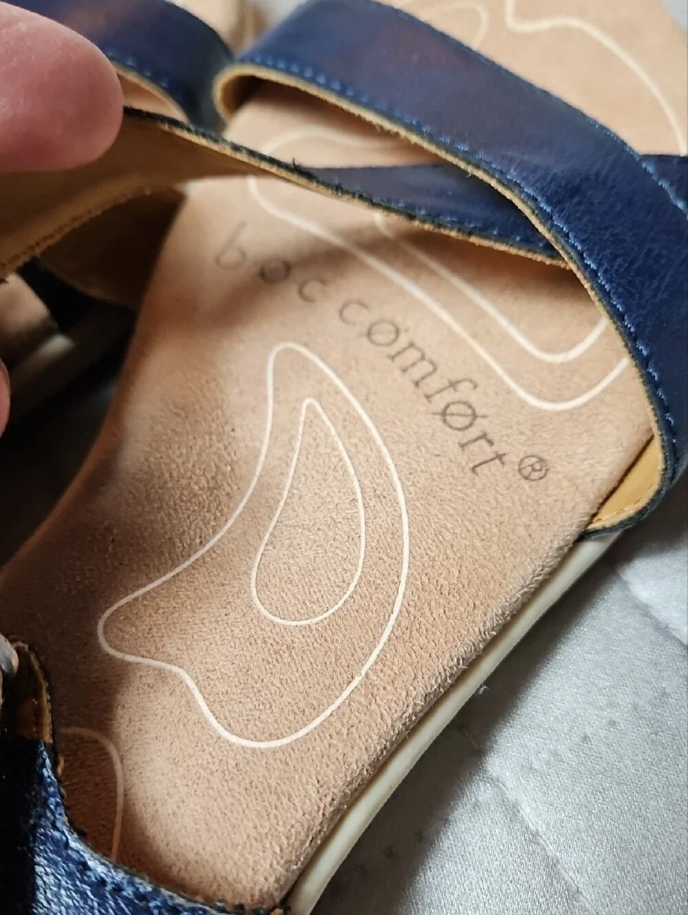 b.o.c. Navy Leather Cross-Strap Sandals